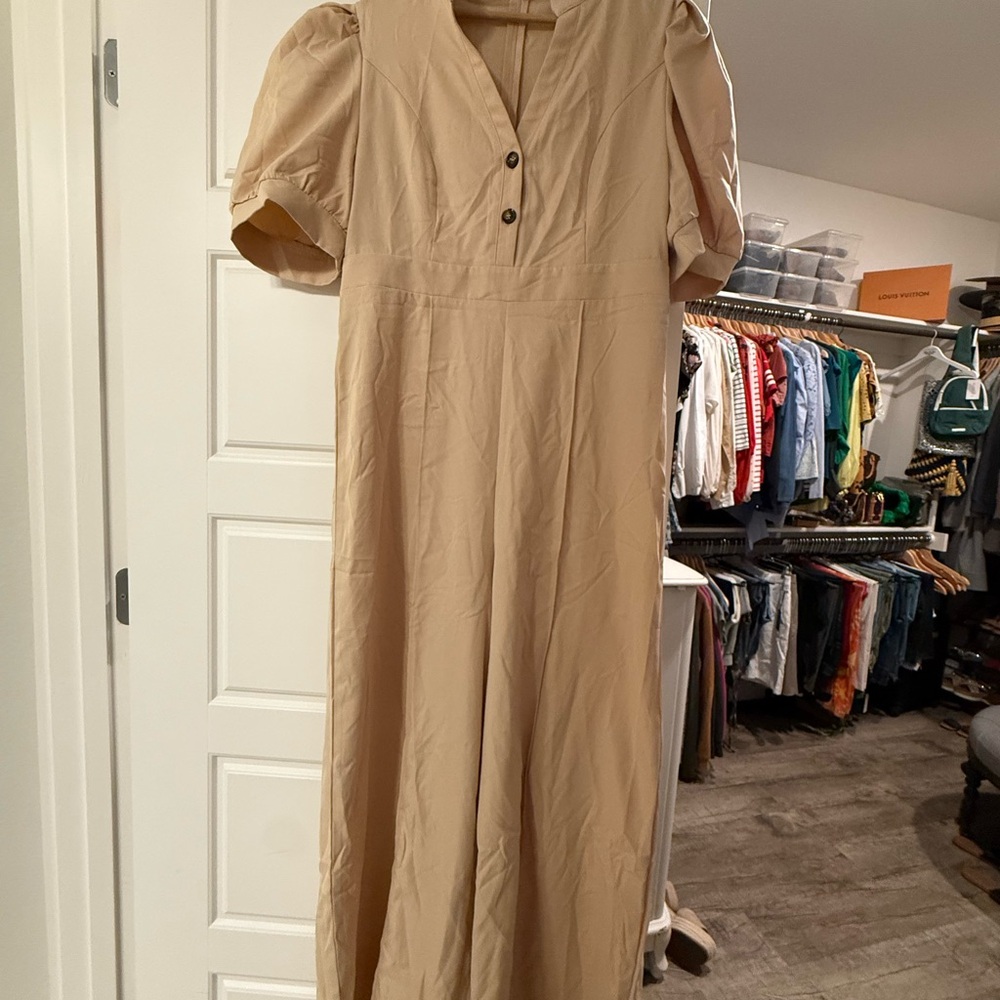 Elegant Tan Puff Sleeve Jumper